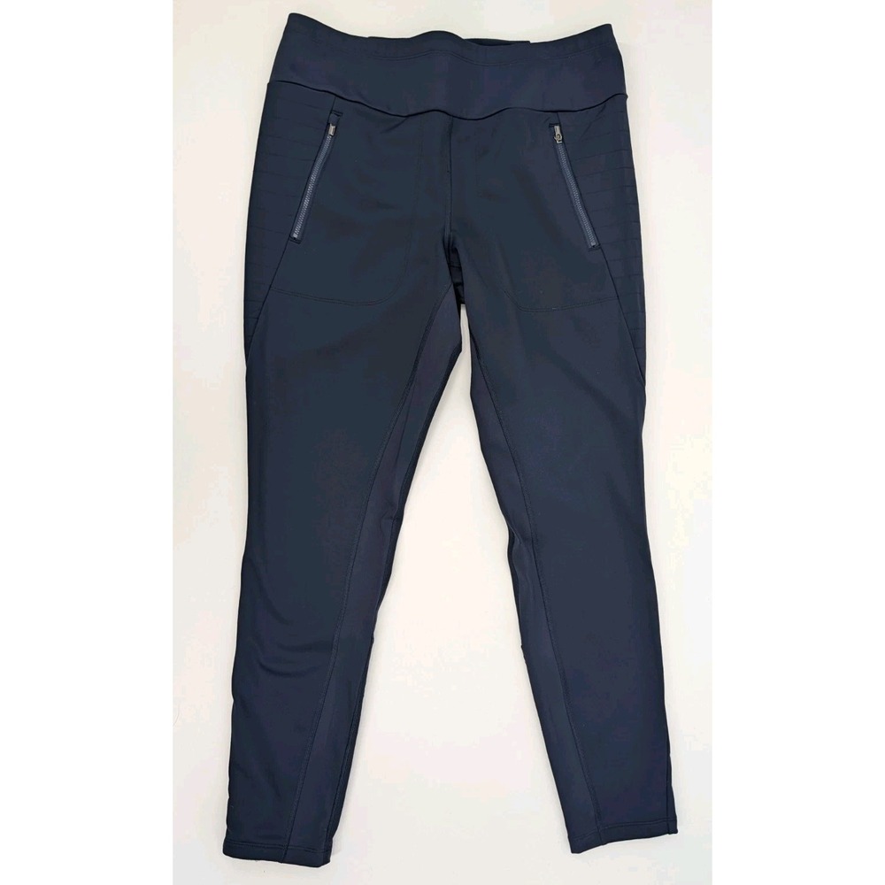 Athleta Peak Hybrid Fleece Tights Size L Navy Blue Athleisure Gym Hiking